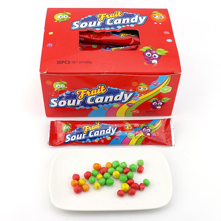 Colorful fruity flavor mini cube chewy sour soft gummy candy CH-J608