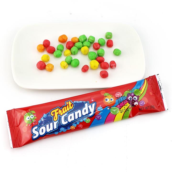 Colorful fruity flavor mini cube chewy sour soft gummy candy CH-J608