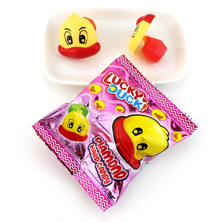 Cartoon Lucky yellow duck shaped diamond hard lollipop candy pop CH-T1327