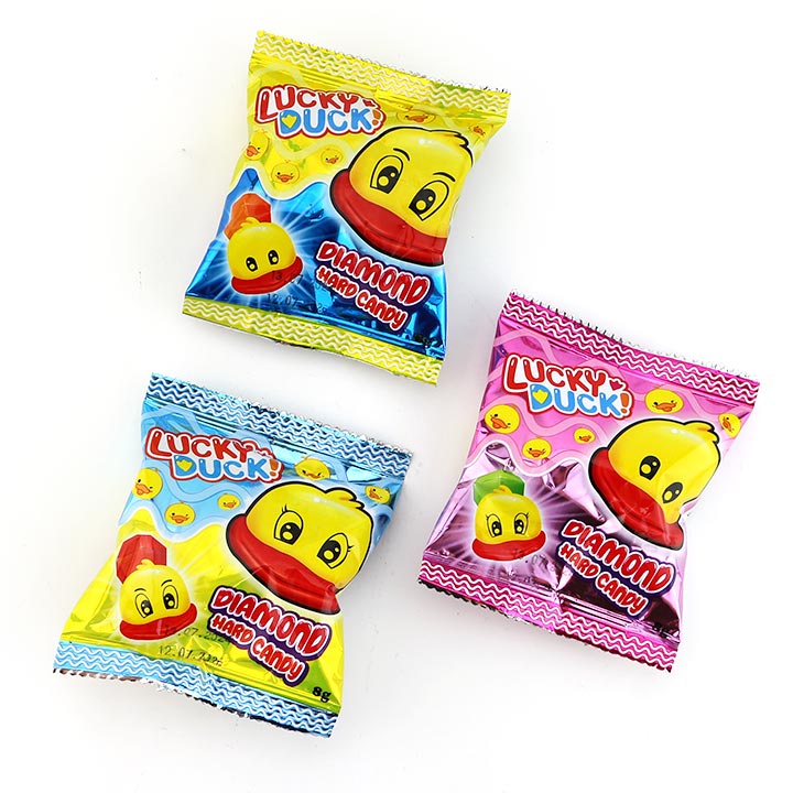 Cartoon Lucky yellow duck shaped diamond hard lollipop candy pop CH-T1327