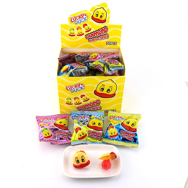 Cartoon Lucky yellow duck shaped diamond hard lollipop candy pop CH-T1327