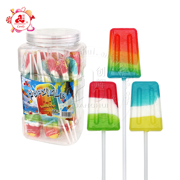 HALAL Three color ice cream popsicle shaped hard lollipop candy CH-BP122