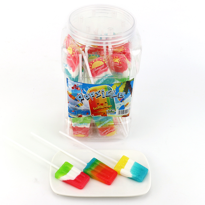 HALAL Three color ice cream popsicle shaped hard lollipop candy CH-BP122