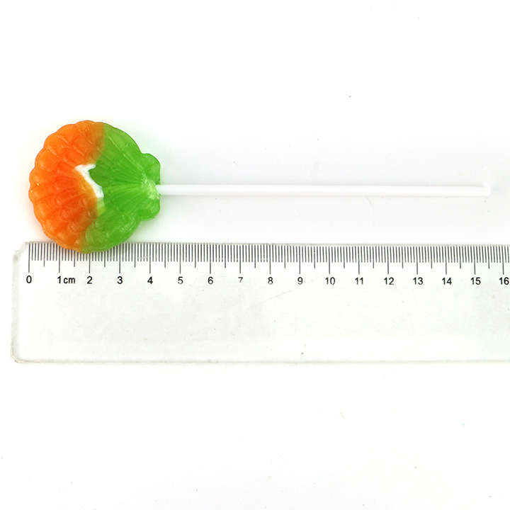 HALAL Two tone scallop shell shaped hard lollipop candy CH-BP123