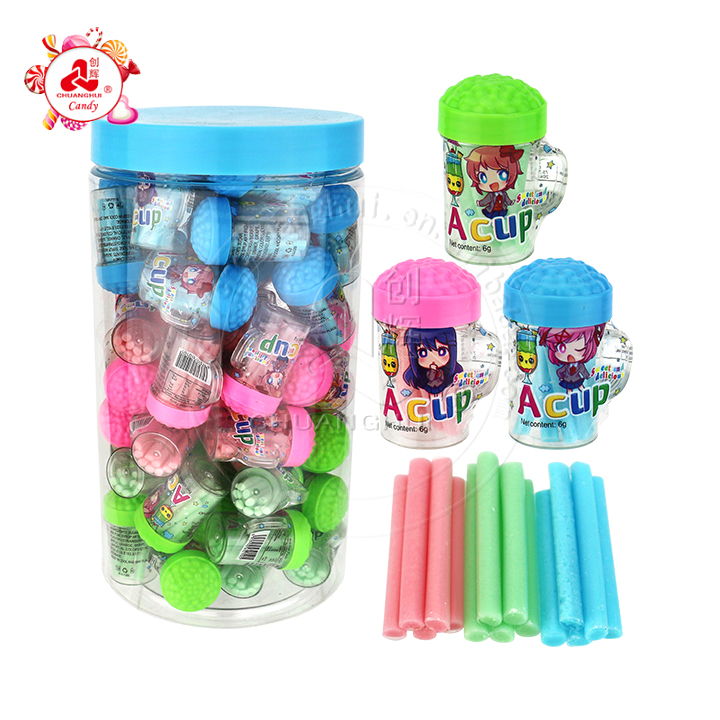 A cup assorted fruit flavor CC stick straw powder candy CH-C125