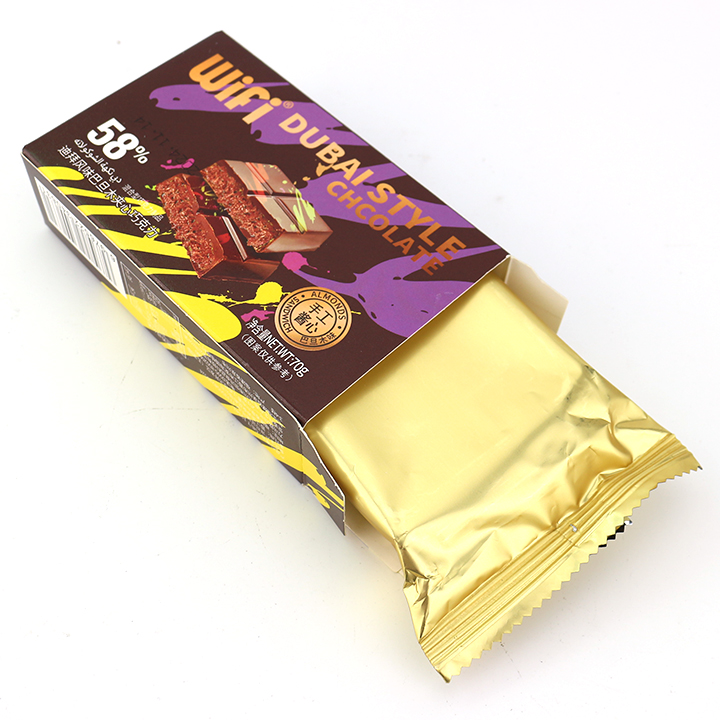 Dubai style choco 58% kataifi chocolate with crispy knafeh noodle crushed batam filled CH-BC137-2