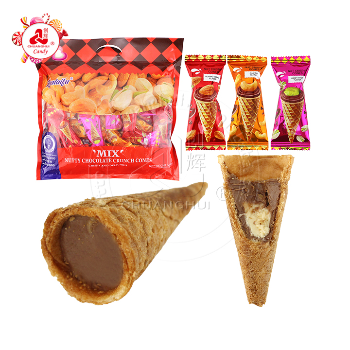 Mixed nuts ice cream shaped chocolate cone wafer biscuit CH-D130