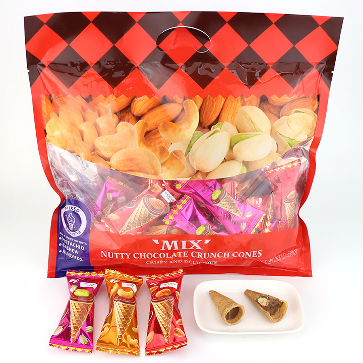 Mixed nuts ice cream shaped chocolate cone wafer biscuit CH-D130