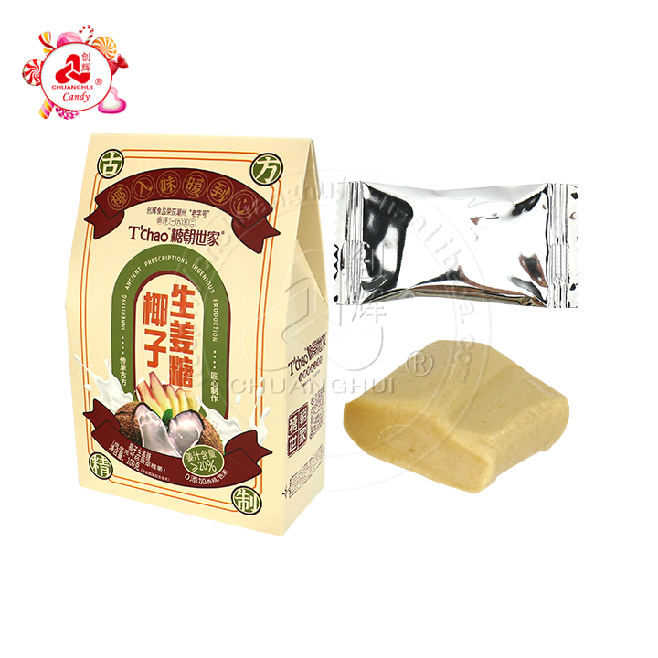 Chuanghui factory coconut ginger juice brown sugar chinese confectionery chewy ginger soft candy CH-J609
