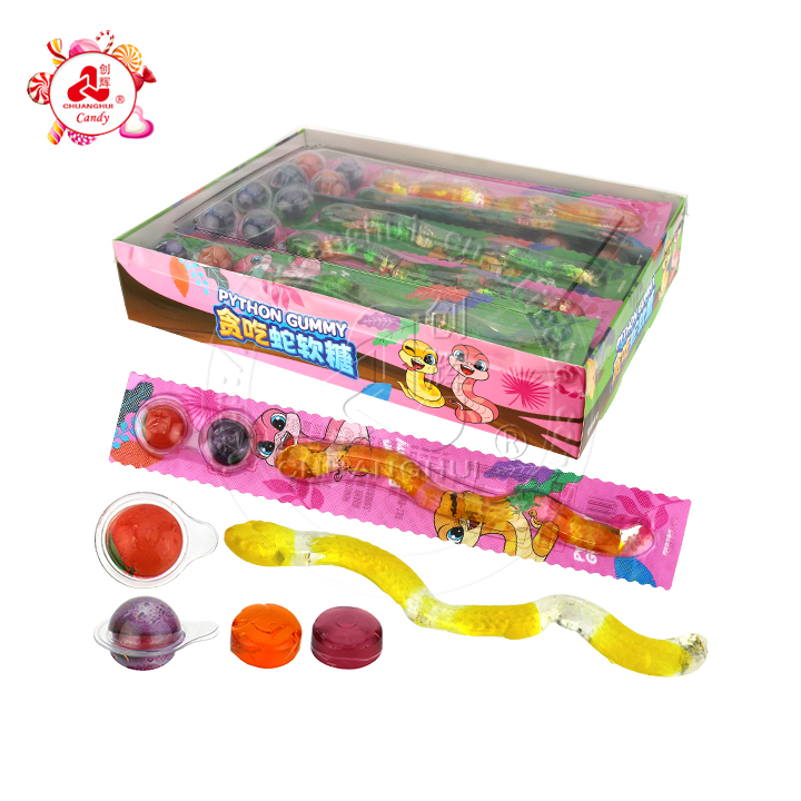 Funny python snakes and 3D fruit shaped soft gummy candy CH-J611