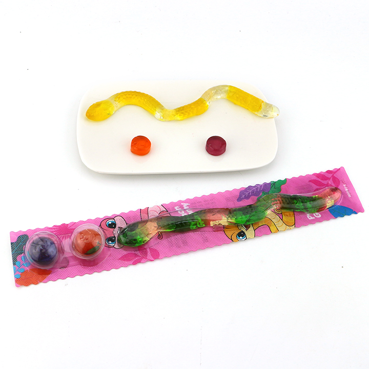 Funny python snakes and 3D fruit shaped soft gummy candy CH-J611