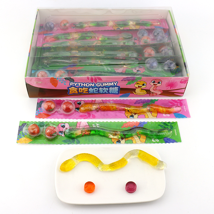 Funny python snakes and 3D fruit shaped soft gummy candy CH-J611