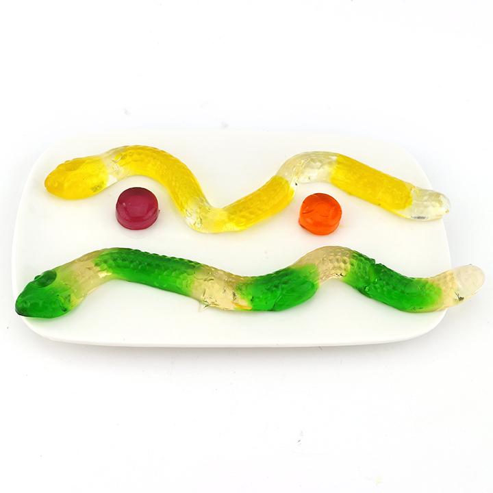 Funny python snakes and 3D fruit shaped soft gummy candy CH-J611
