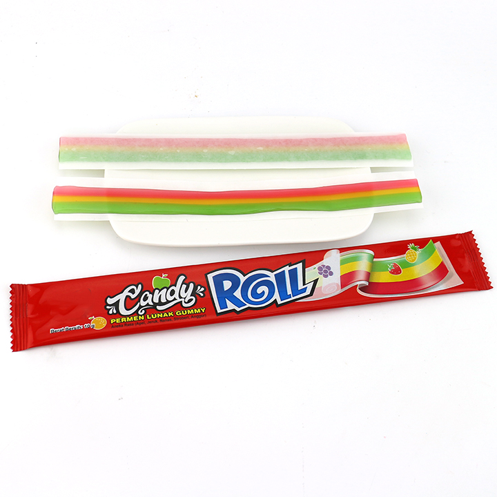 HALAL Long Rainbow belt chewy gummy roll candy CH-J614