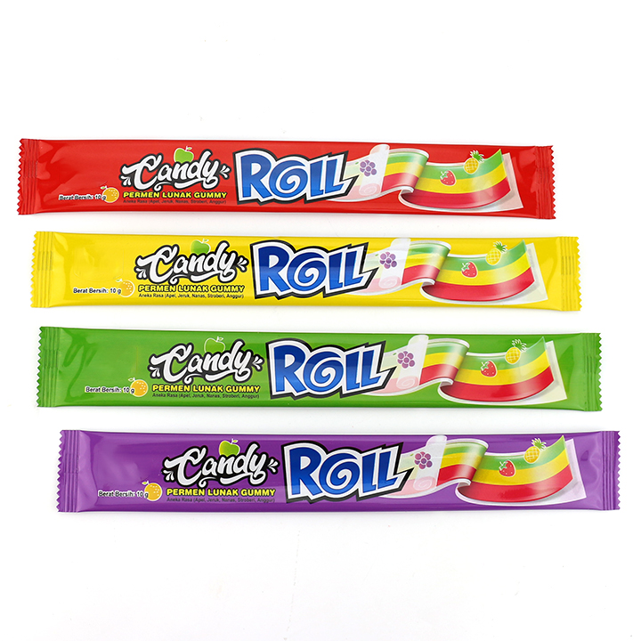 HALAL Long Rainbow belt chewy gummy roll candy CH-J614