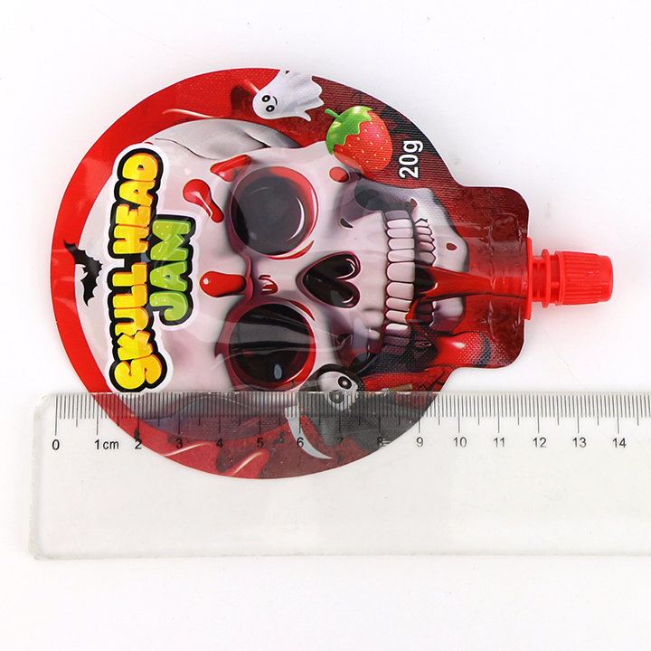 Round skull head shape sour squeeze juice gel jam liquid candy CH-K300