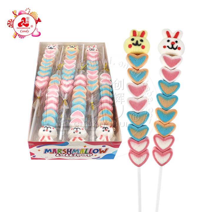 Rabbit head and heart shaped long marshmallow pop lollipop CH-M191