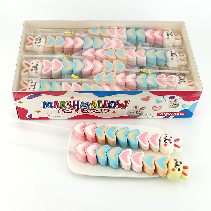 Rabbit head and heart shaped long marshmallow pop lollipop CH-M191