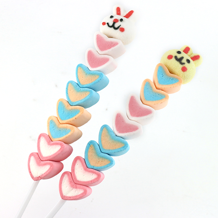 Rabbit head and heart shaped long marshmallow pop lollipop CH-M191