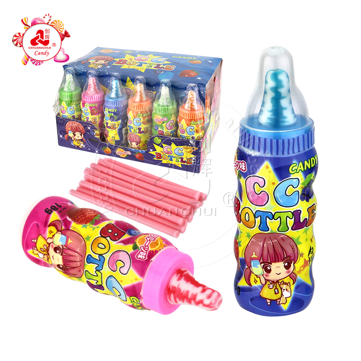 CC baby bottle shape nipple lollipop with CC stick straw candyN710