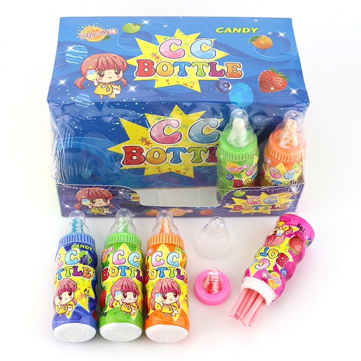 CC baby bottle shape nipple lollipop with CC stick straw candyN710