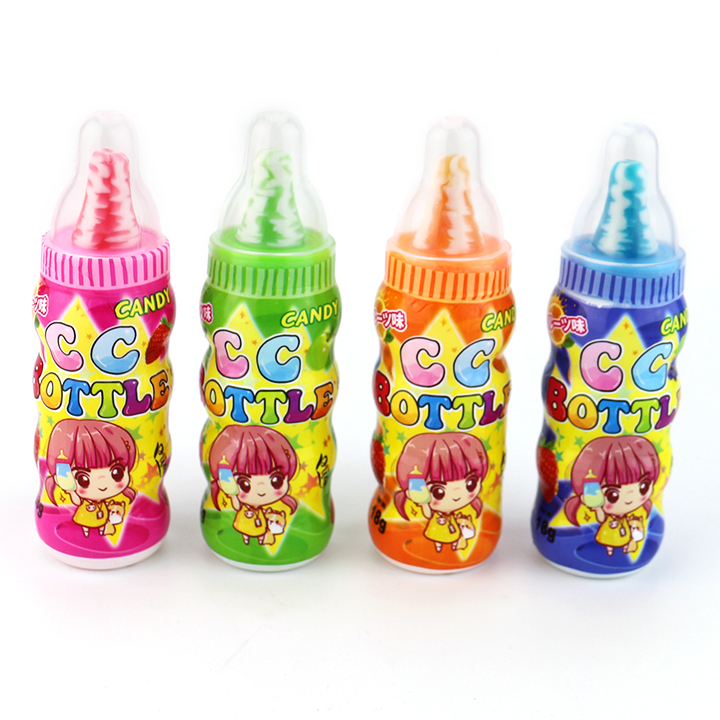CC baby bottle shape nipple lollipop with CC stick straw candyN710