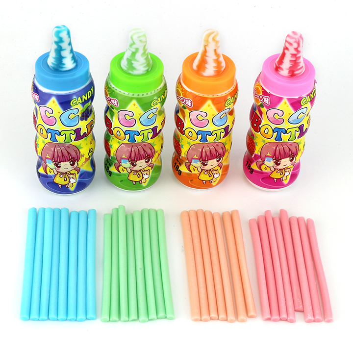 CC baby bottle shape nipple lollipop with CC stick straw candyN710