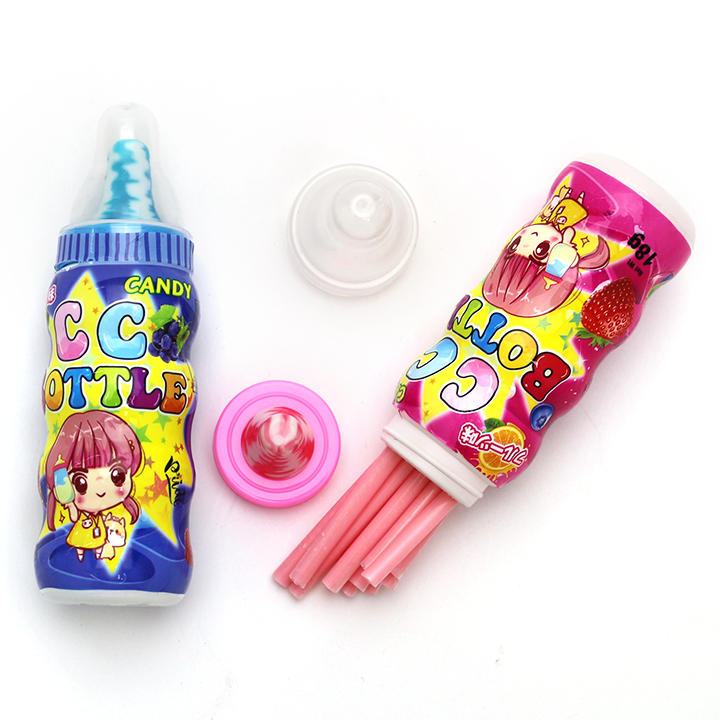 CC baby bottle shape nipple lollipop with CC stick straw candyN710