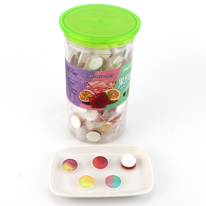 2 in 1 two-colors fruit hard candy + pressed candy smile candy Q126