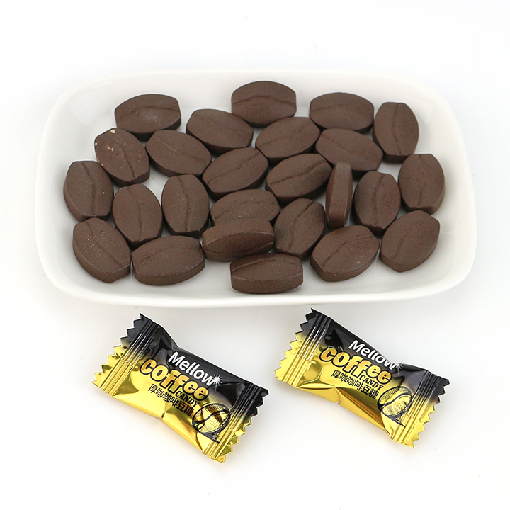 Wholesale big coffee bean candy independent packaging pressed tablet coffee candy in bulk S119