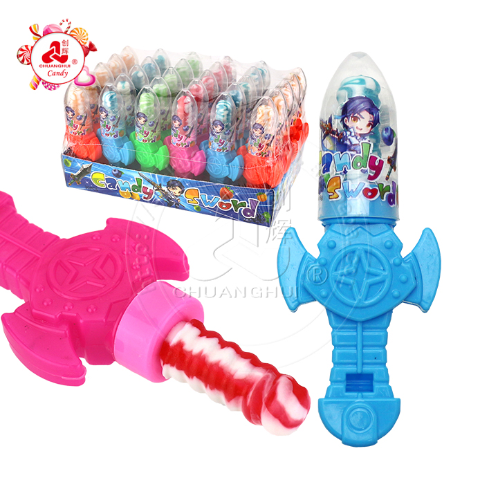 Cartoon whistle sword shaped toy with nipple lollipop candy CH-T1332