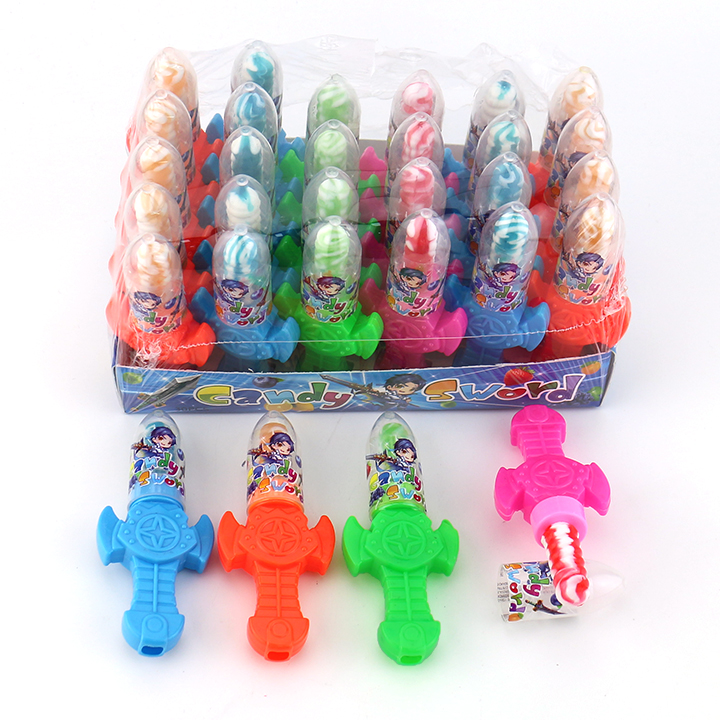 Cartoon whistle sword shaped toy with nipple lollipop candy CH-T1332