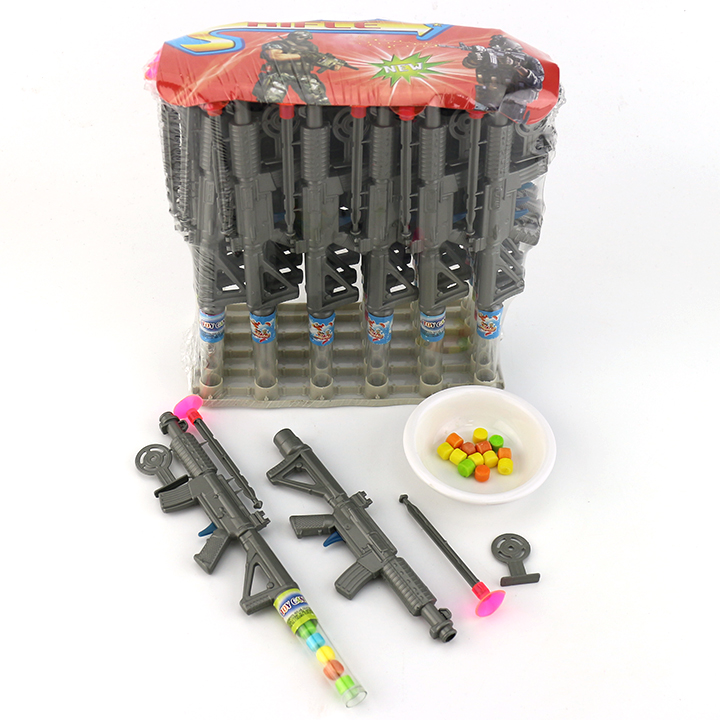Funny suction cup bullet shooting game gun toy candy with target CH-T1339