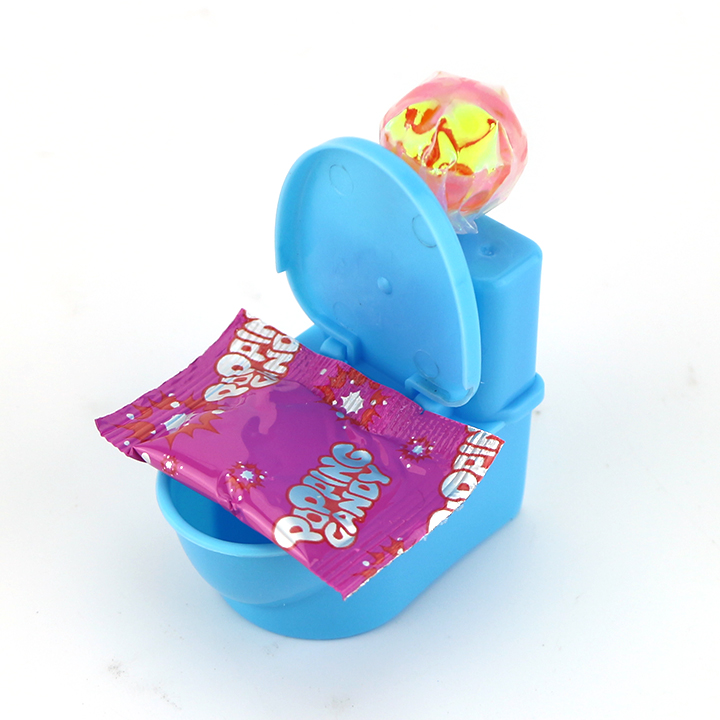 Funny flush toilet closestool shape toy and lollipop with popping candy CH-T1340