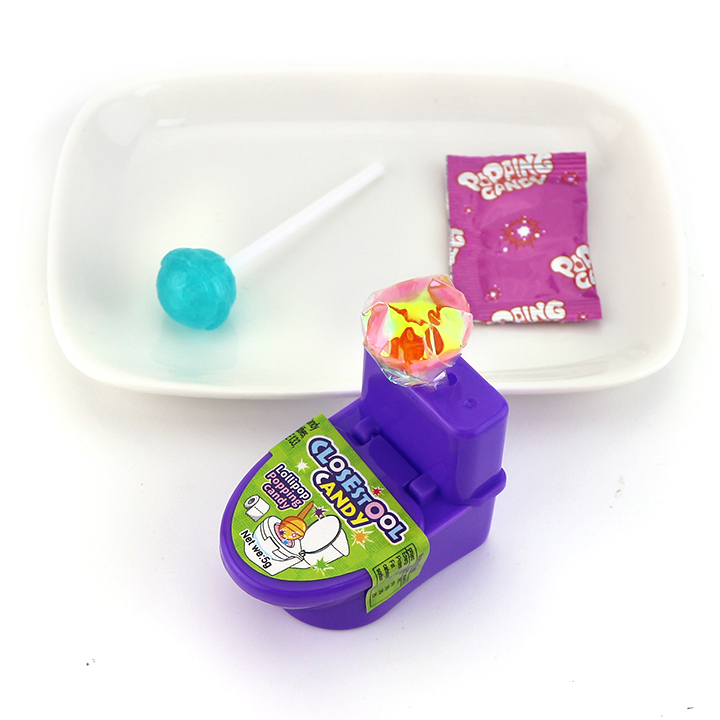 Funny flush toilet closestool shape toy and lollipop with popping candy CH-T1340