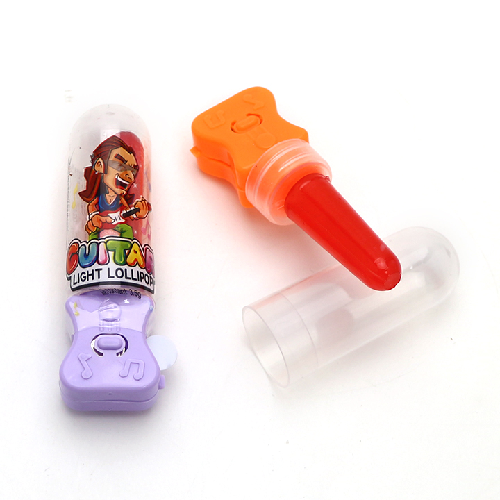 Mini LED Light up guitar shaped lipstick candy toy lollipop CH-T1341