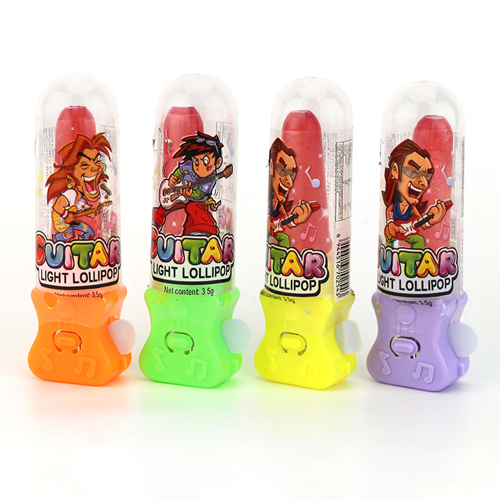 Mini LED Light up guitar shaped lipstick candy toy lollipop CH-T1341