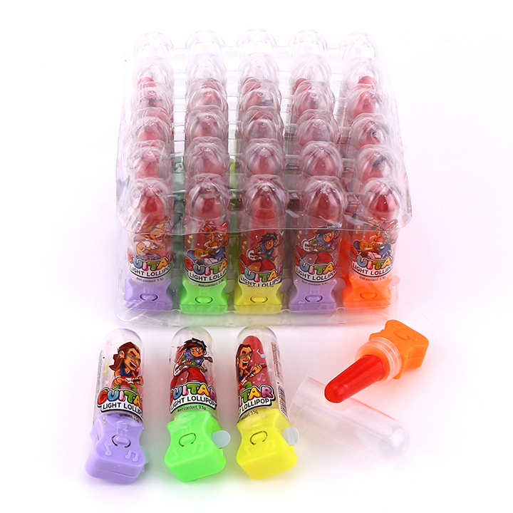 Mini LED Light up guitar shaped lipstick candy toy lollipop CH-T1341