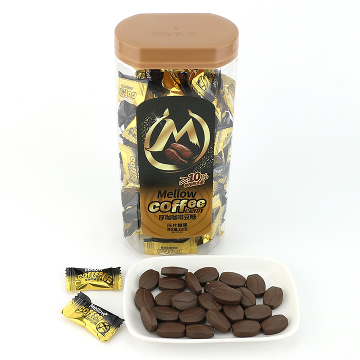 High quality mellow Coffee Bean shaped coffee pressed tablet candy in Jar CH-Z279