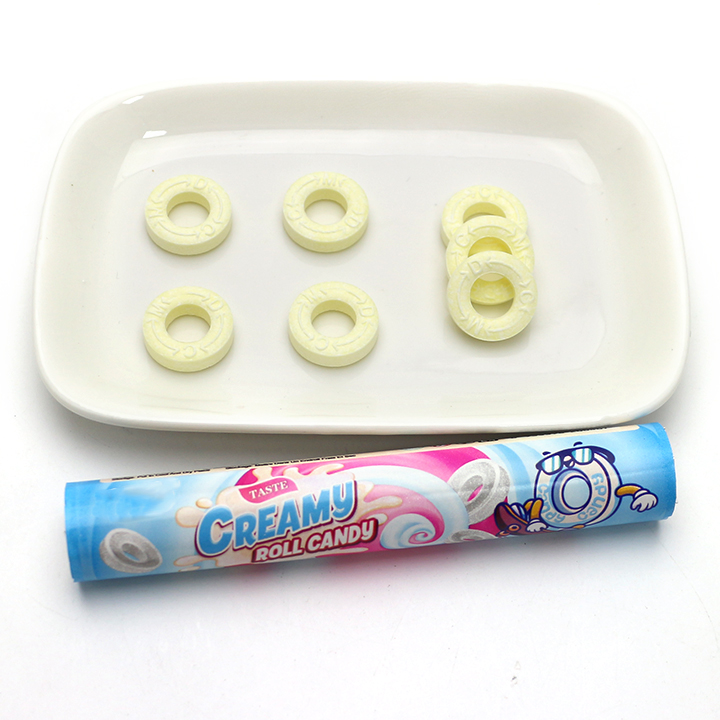 Creamy, chocolate flavored roll pressed tablet candy CH-Z280