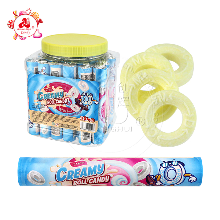 Creamy, chocolate flavored roll pressed tablet candy CH-Z280