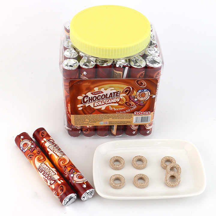 Creamy, chocolate flavored roll pressed tablet candy CH-Z280