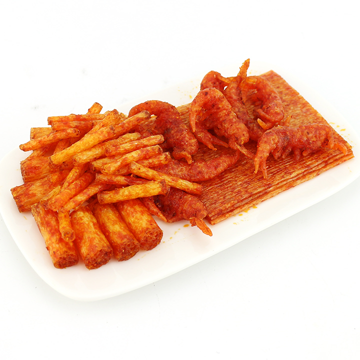 4 in 1 Short rope, short noodles, thin slices, shrimp shaped flour Spicy Latiao strip gluten snacks CH-D134