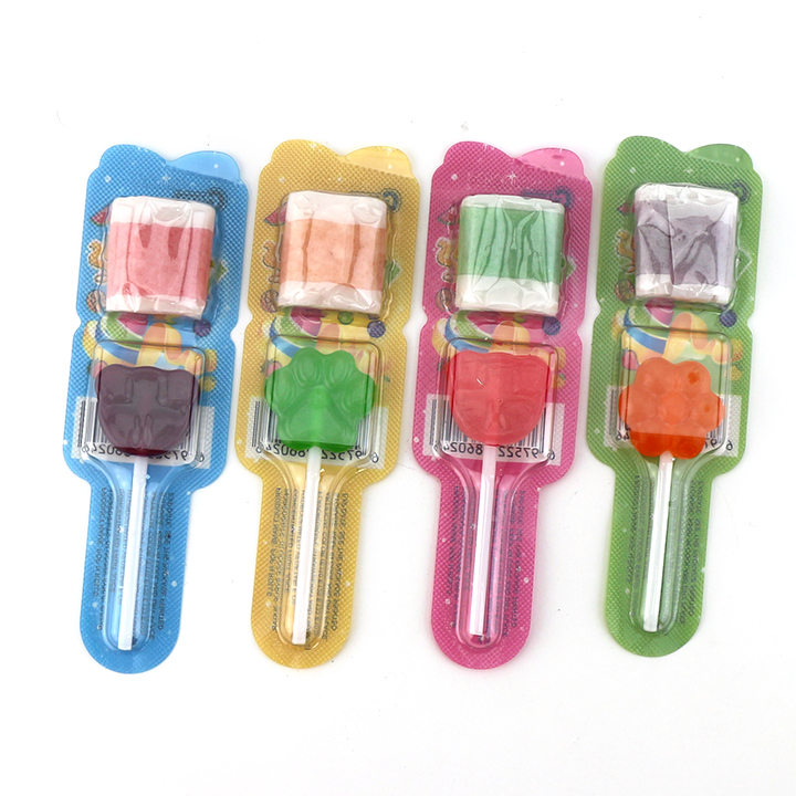 Halal mini lollipop pop with rolls mix fruit flavor gummy roll candy CH-J617
