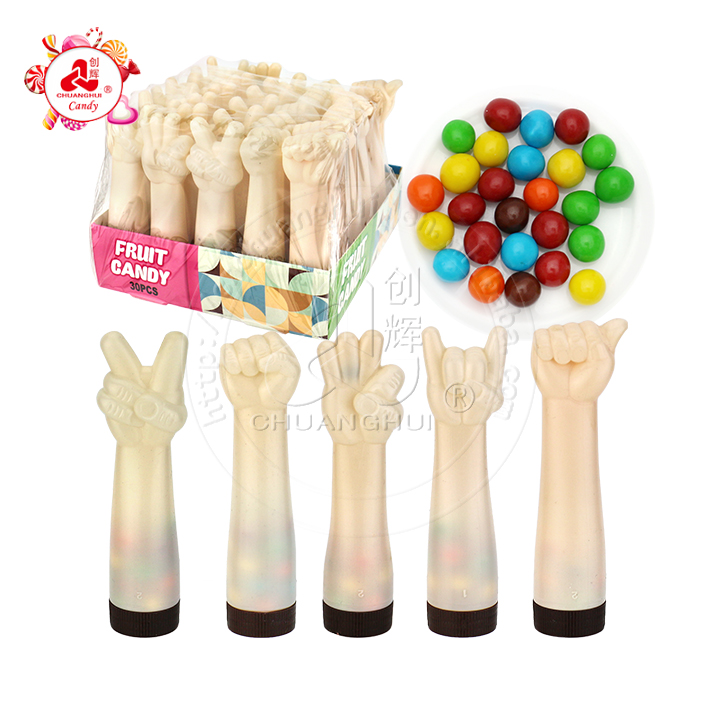 Finger gesture hand shape bottle with chocolate bean candy CH-N711