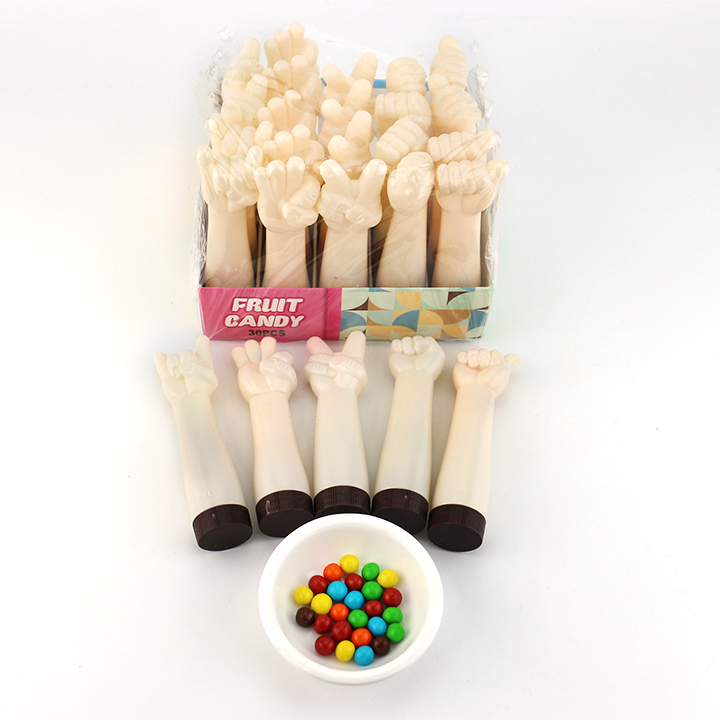 Finger gesture hand shape bottle with chocolate bean candy CH-N711