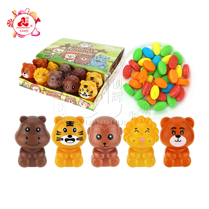 Animal Kingdom bottle candy fruit flavored pressed candy with cartoon animal shaped bottle CH-N712