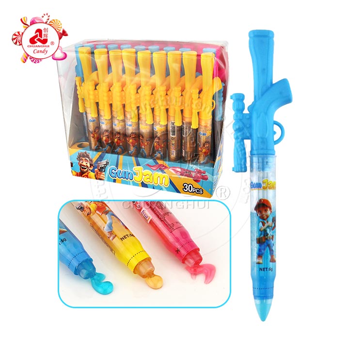 Cartoon gun jam candy gun shaped squeeze syrup jam candy CH-N714