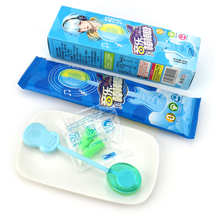 Dual color dual fruit flavor hard lollipop Bone conduction music lollipop toy candy CH-TB233