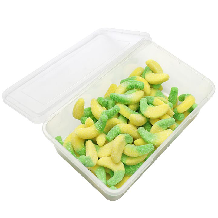 1Kg Cartoon two-color banana shaped chewy soft gummy candy in box CH-J618